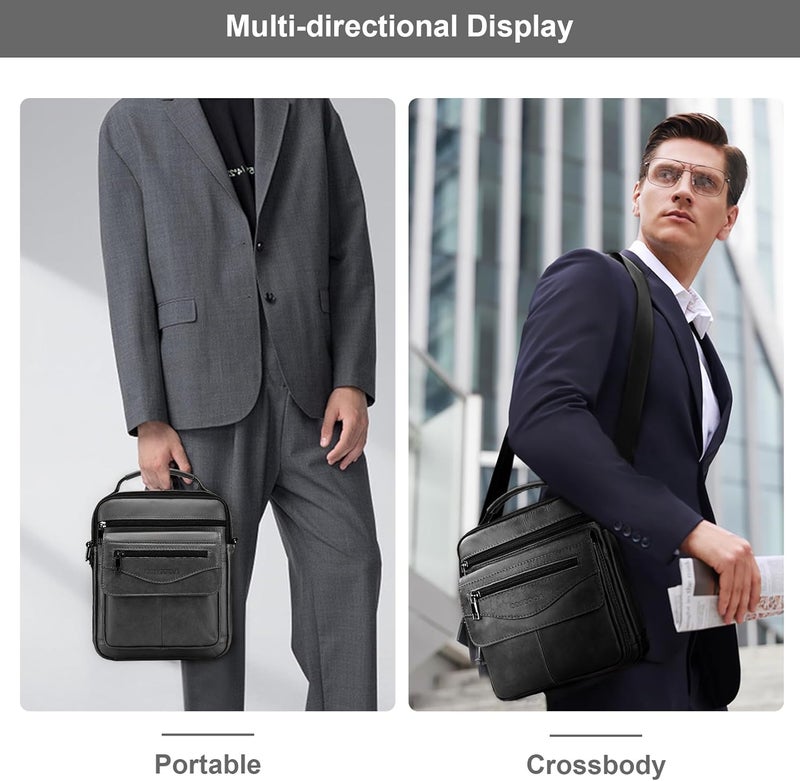 COSCOOA Men's Leather Crossbody Shoulder Bag - Messenger Satchel Travel Handbag - Image 5